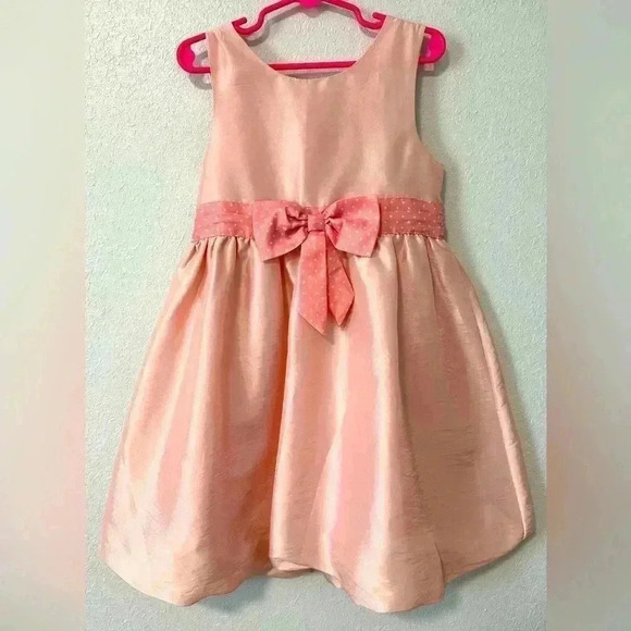 H&M girls Peach Bow Dress size 6-7 years - Picture 1 of 4